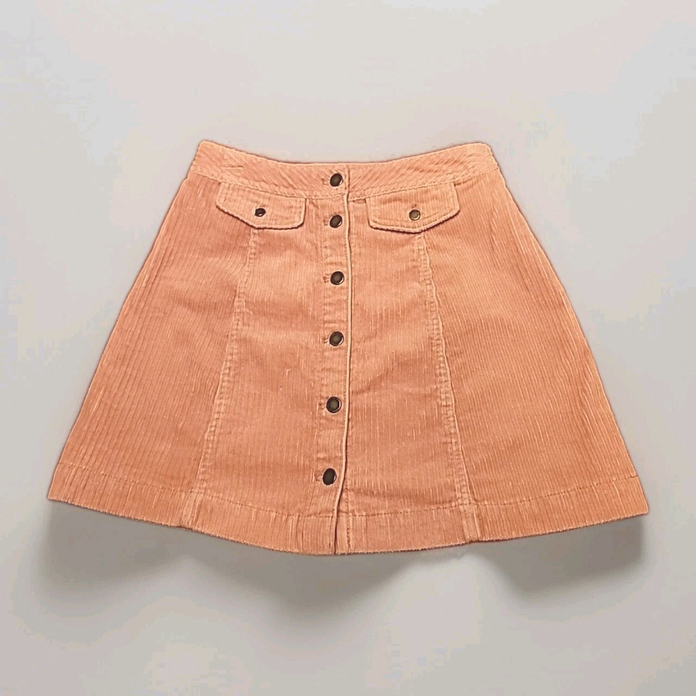Divided H & M Women’s Rose Pink Corduroy Mini Skirt/W Buttons On Front SZ 4 NEW